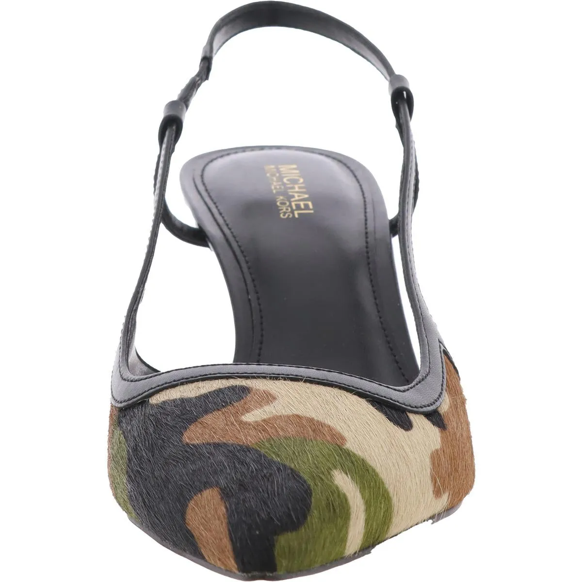 40T4AOMS2H Womens Camouflage Leather Slingback Heels