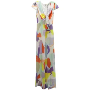 Alice & Olivia Sierra Geo Collage Jumpsuit in Multicolor Silk