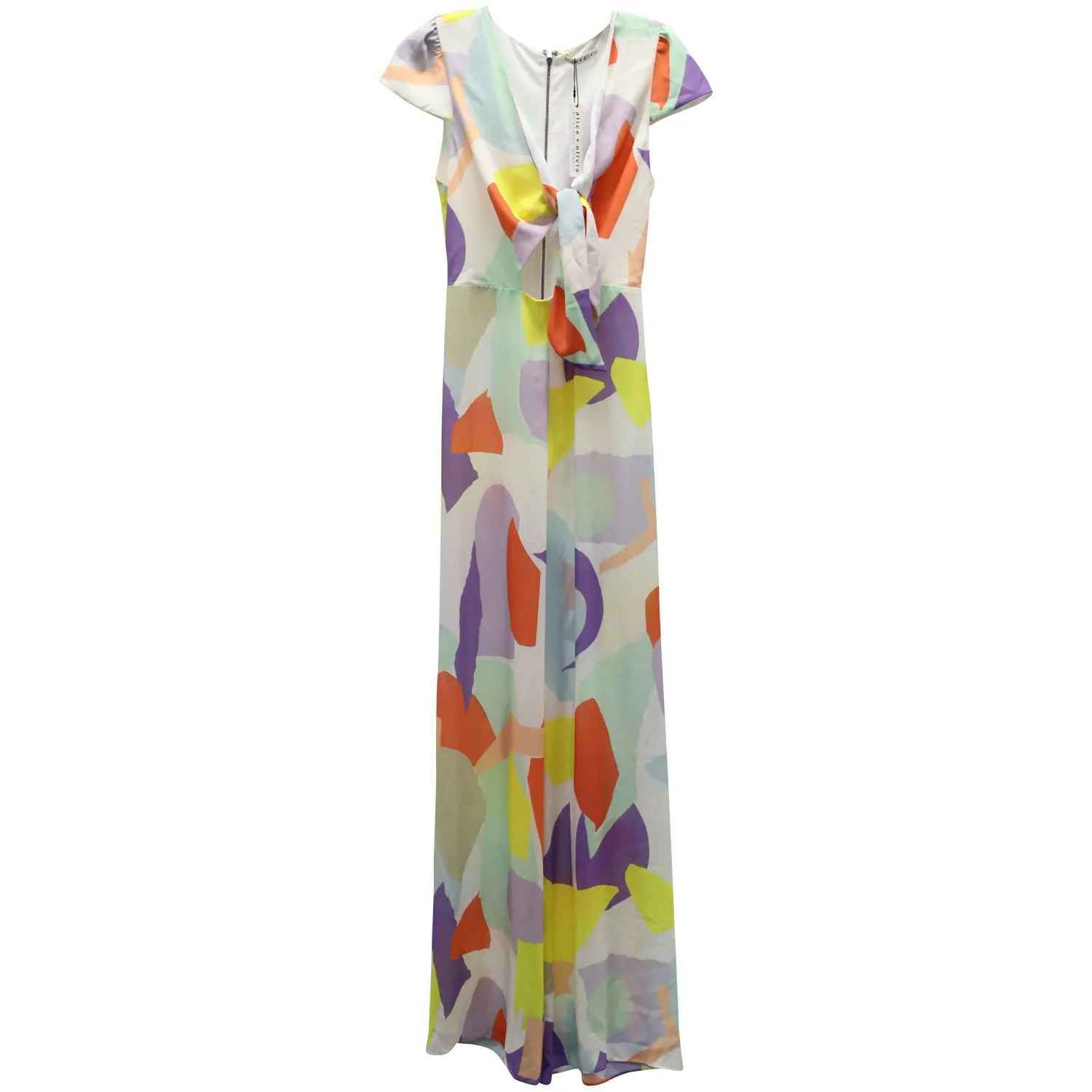 Alice & Olivia Sierra Geo Collage Jumpsuit in Multicolor Silk