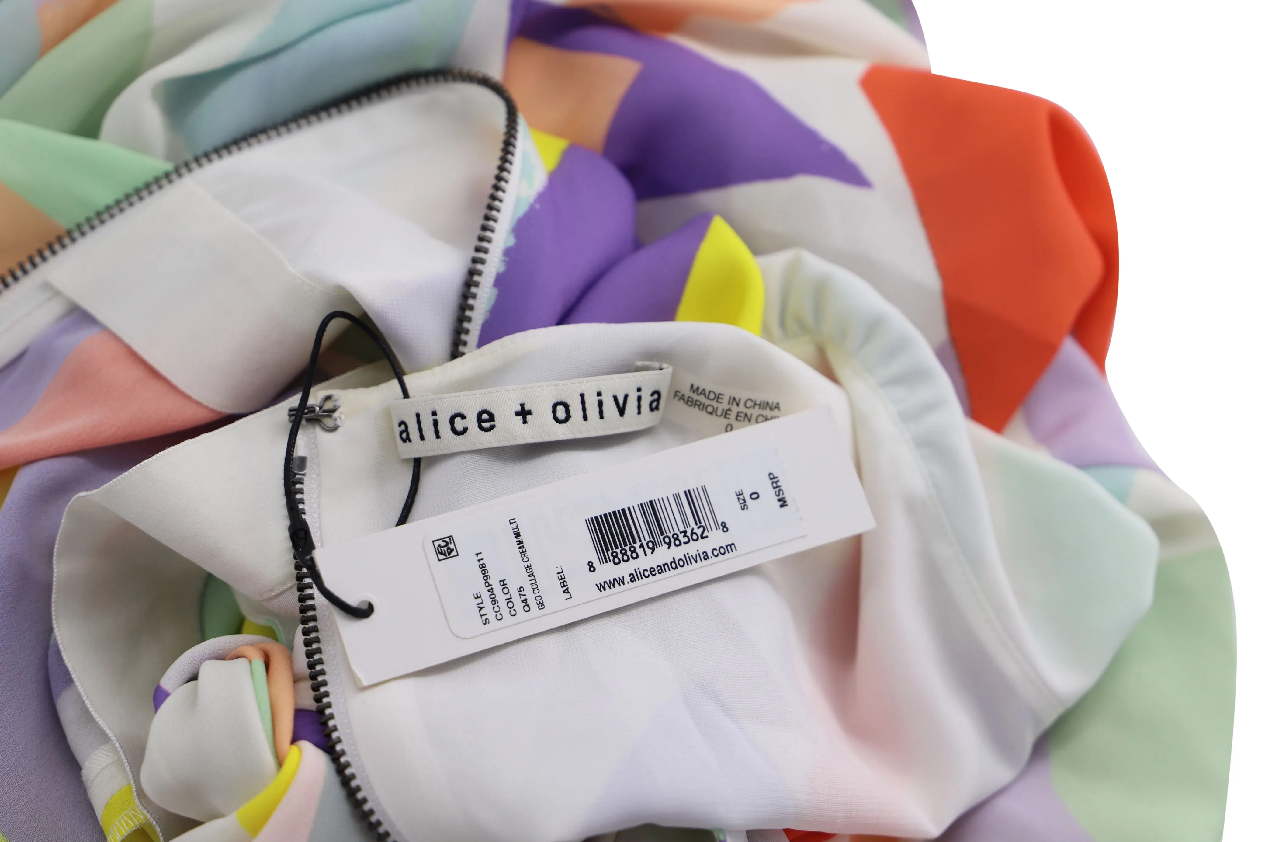 Alice & Olivia Sierra Geo Collage Jumpsuit in Multicolor Silk
