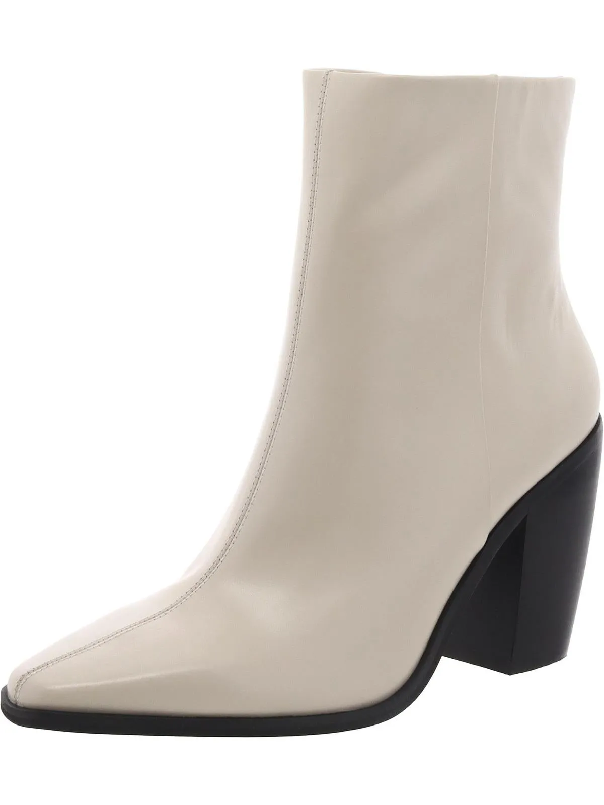 Allie Womens Leather Stacked Heel Booties