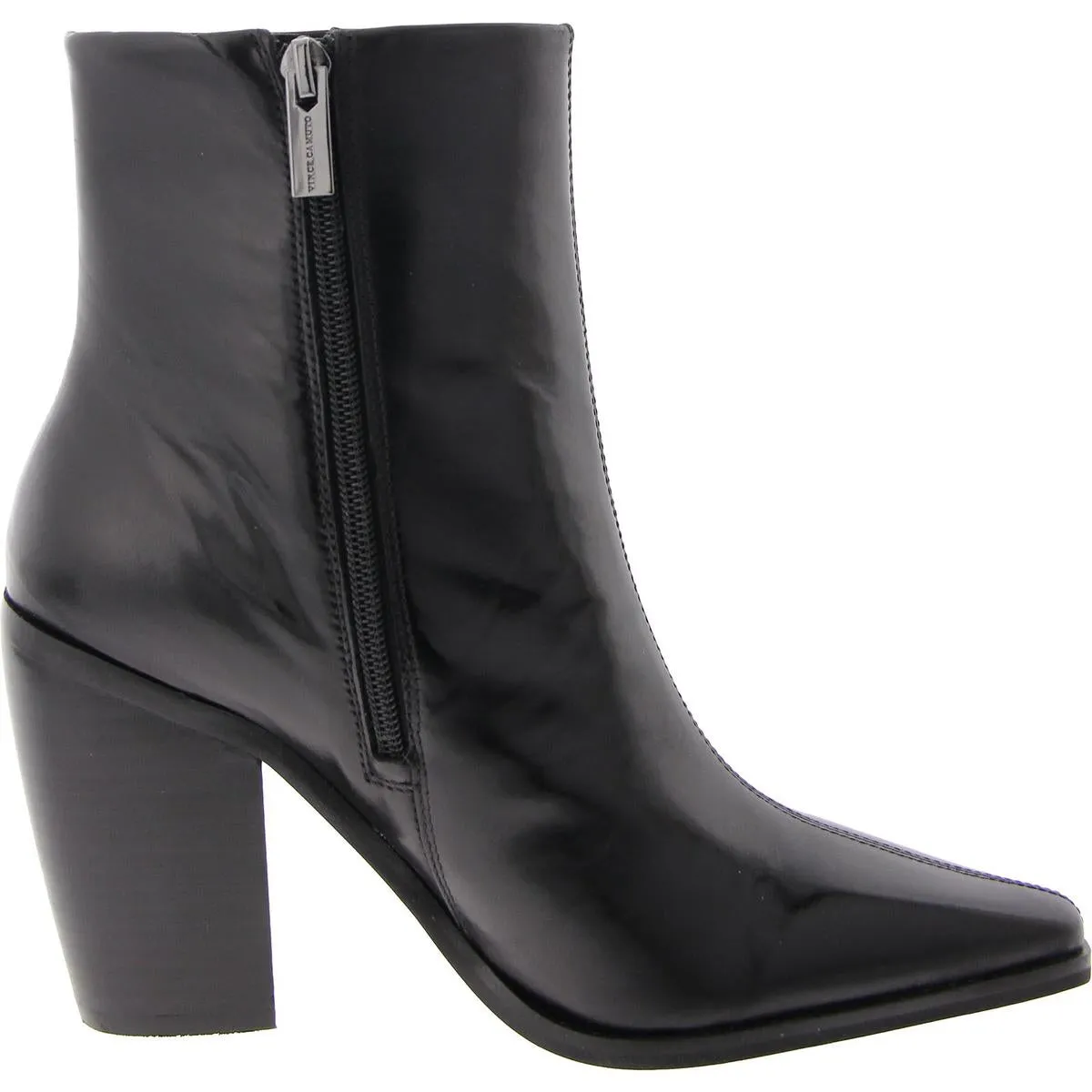 Allie Womens Leather Stacked Heel Booties