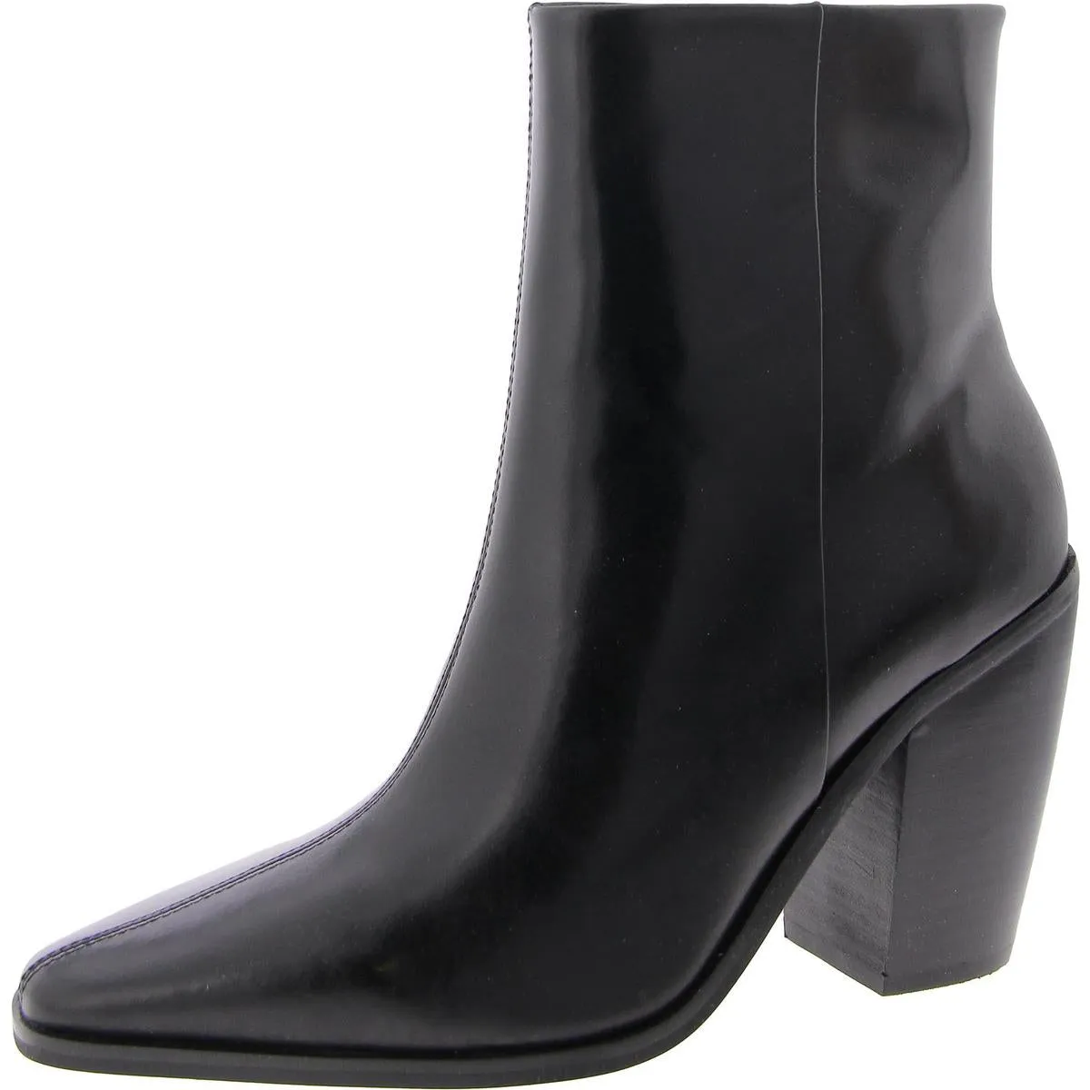 Allie Womens Leather Stacked Heel Booties