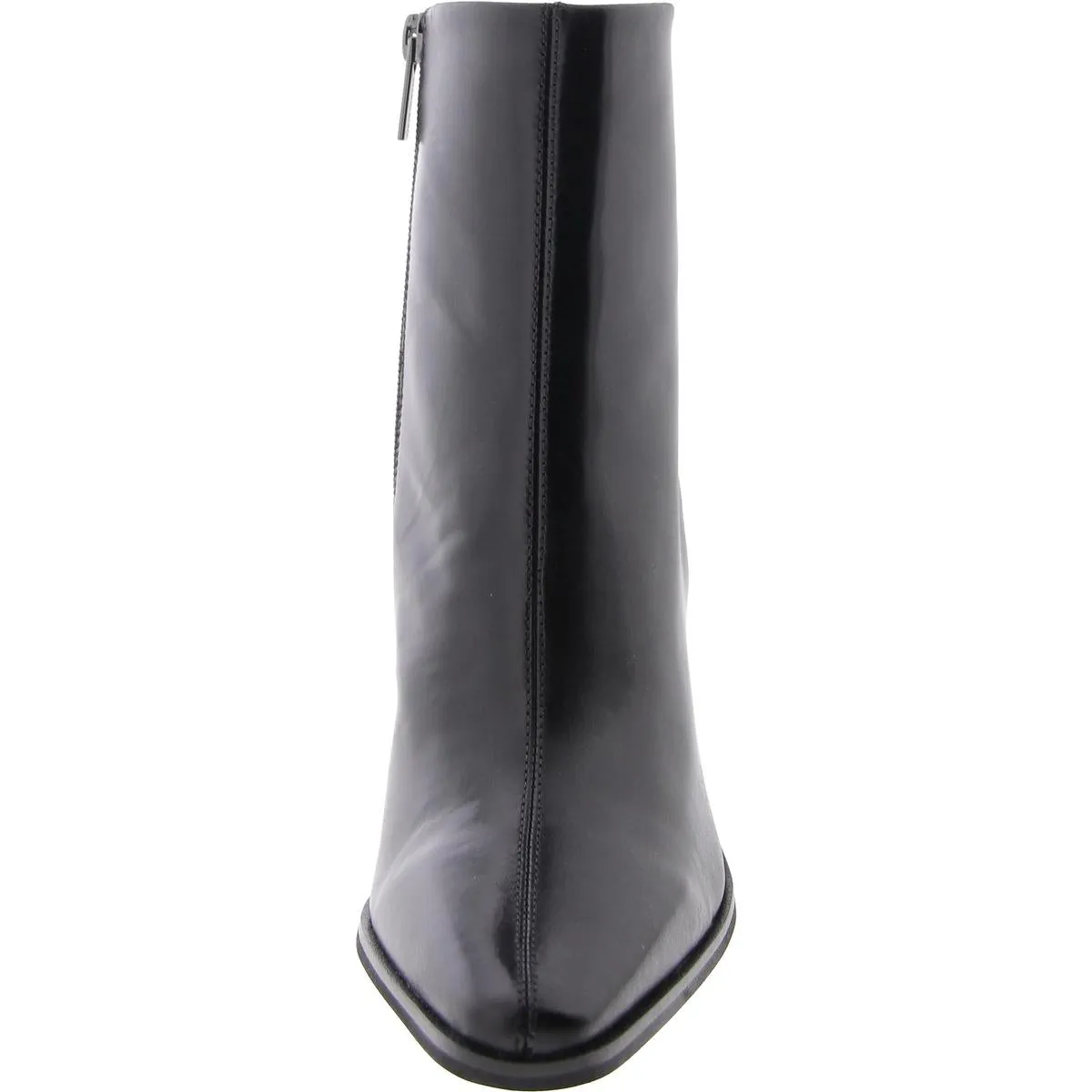 Allie Womens Leather Stacked Heel Booties