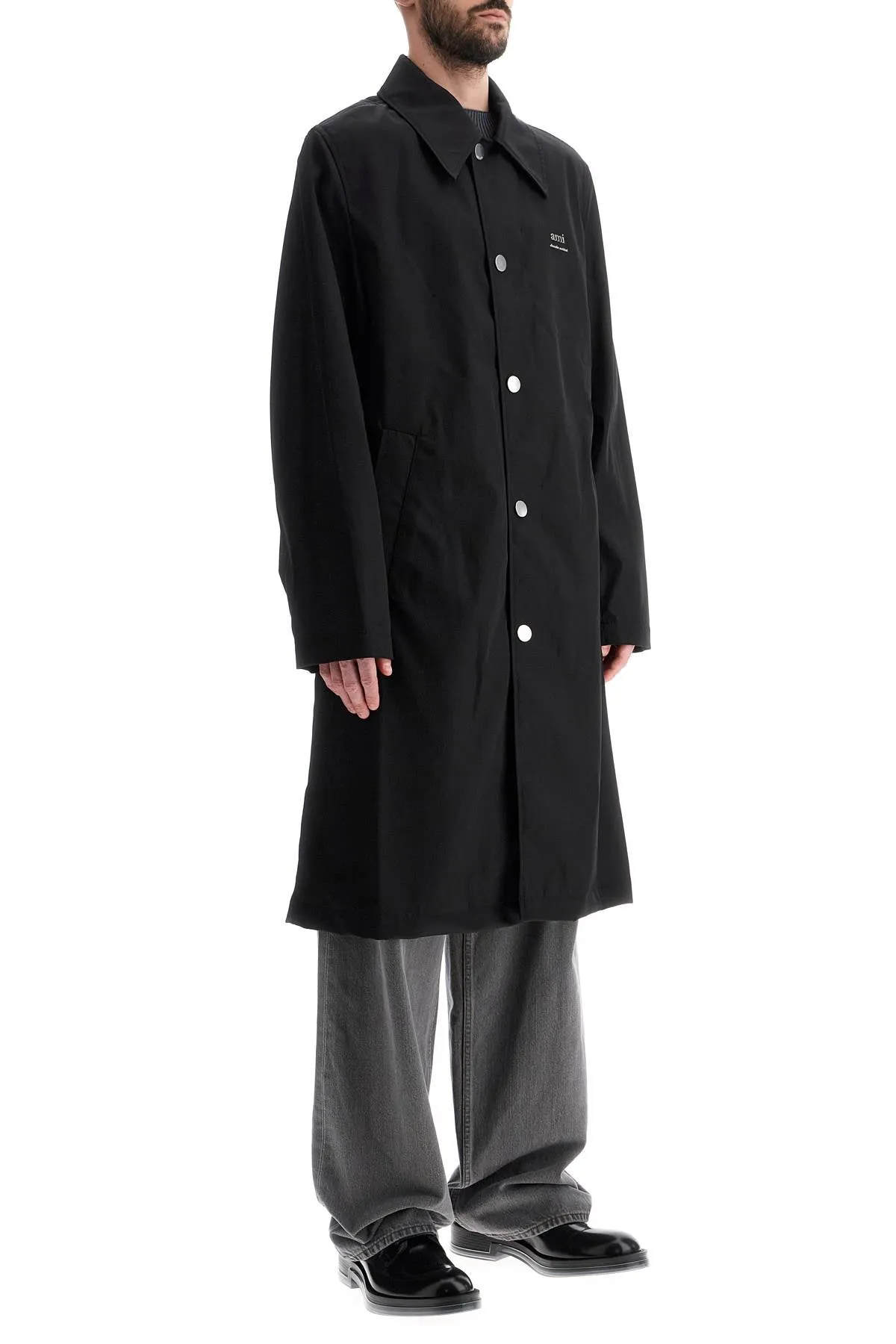 Ami Alexandre Matiussi Men's Unisex Car Coat Made Of Nylon And Cotton