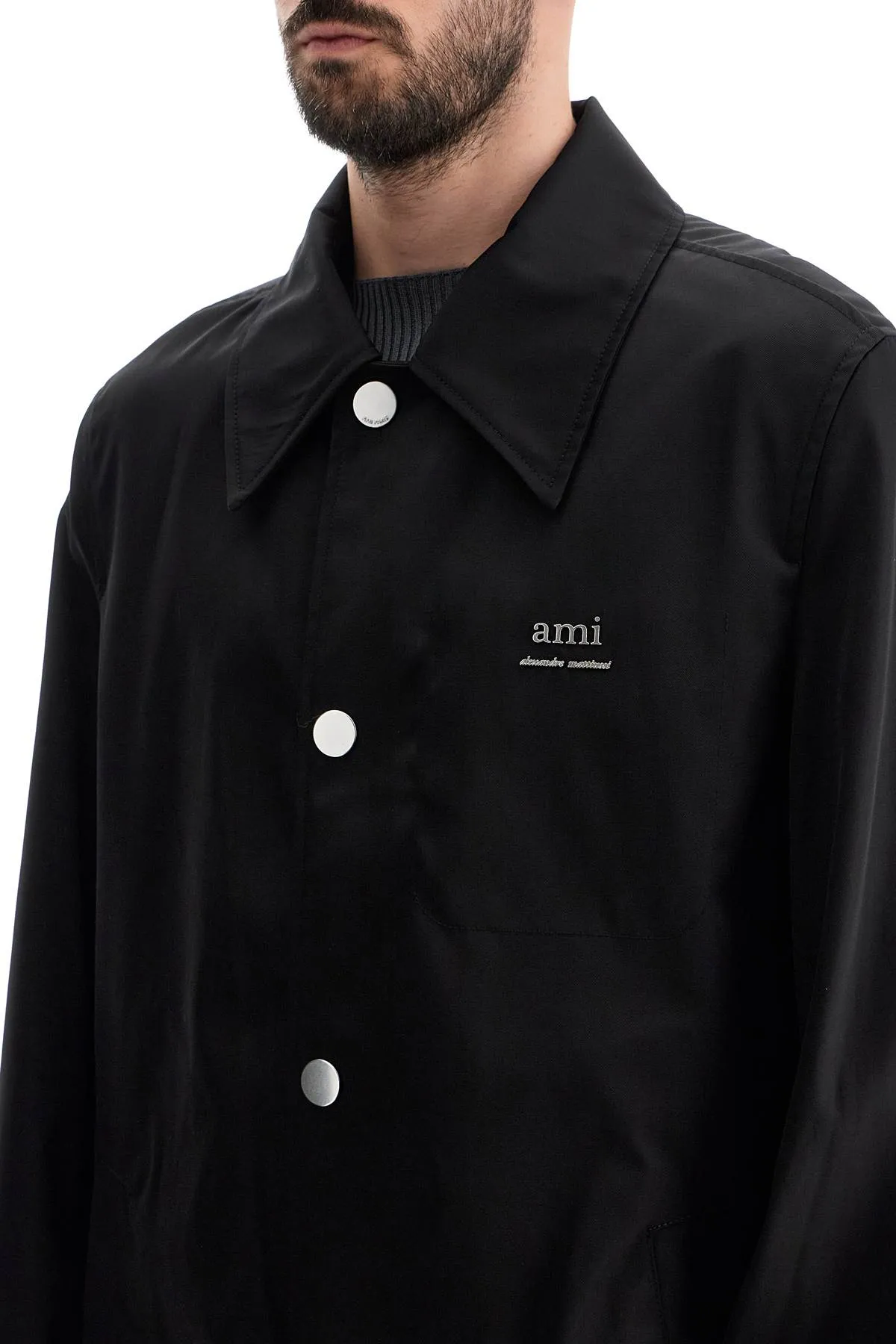 Ami Alexandre Matiussi Men's Unisex Car Coat Made Of Nylon And Cotton
