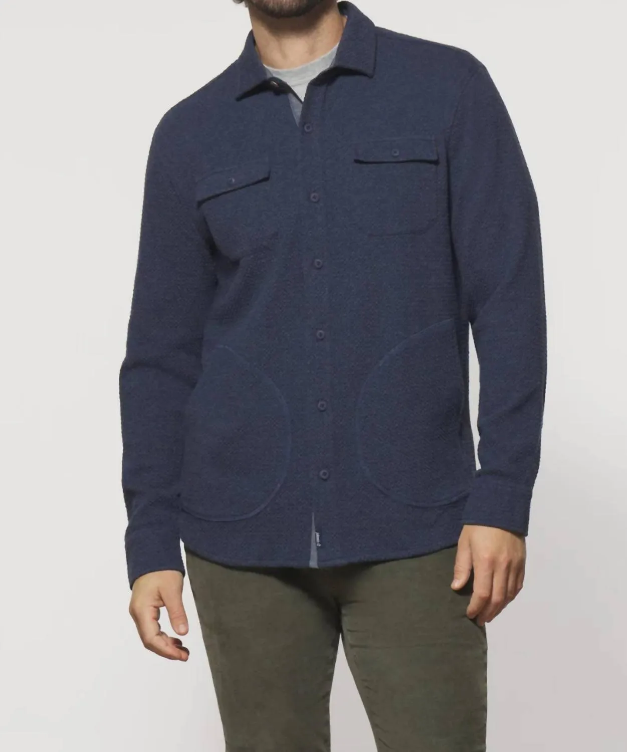 Andre Knit Shacket In Indigo