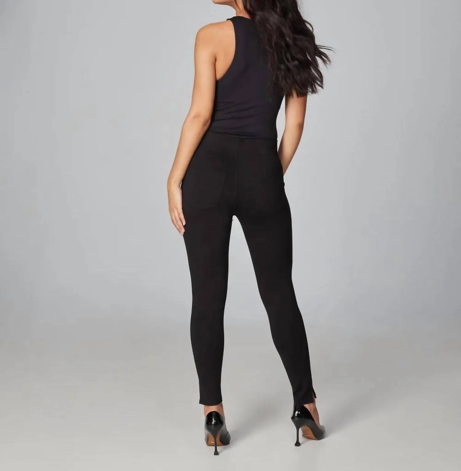 Anna-J Mid Rise Leggings In Black