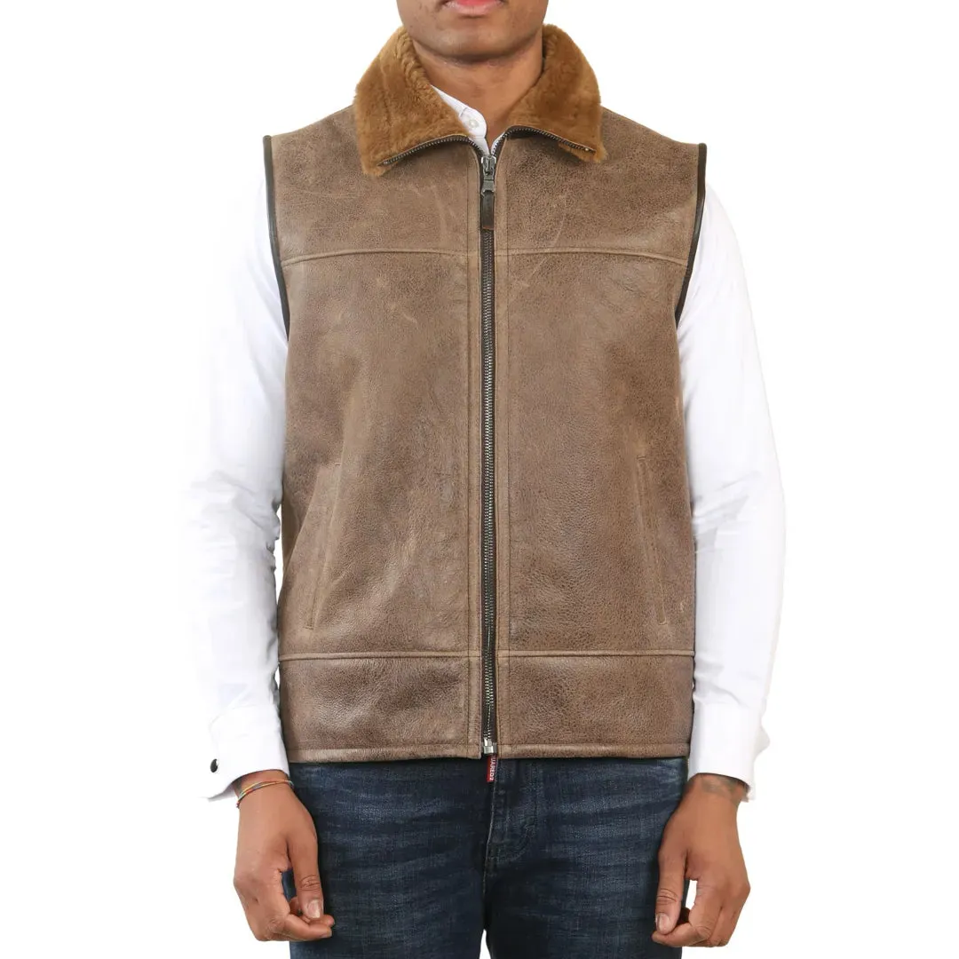 Aviator Shearling Sheepskin Gilet