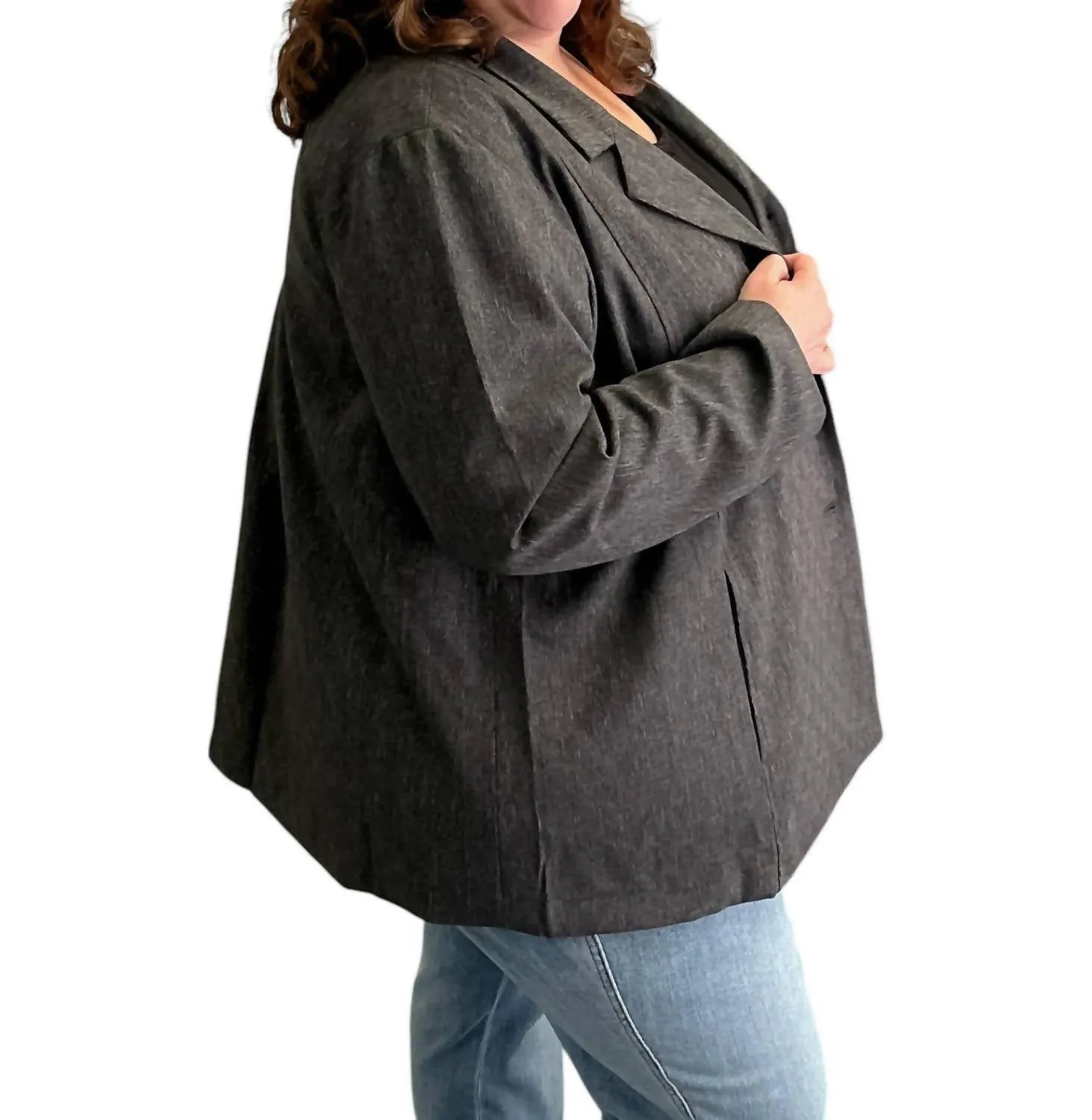 Back Pleat Blazer In Charcoal