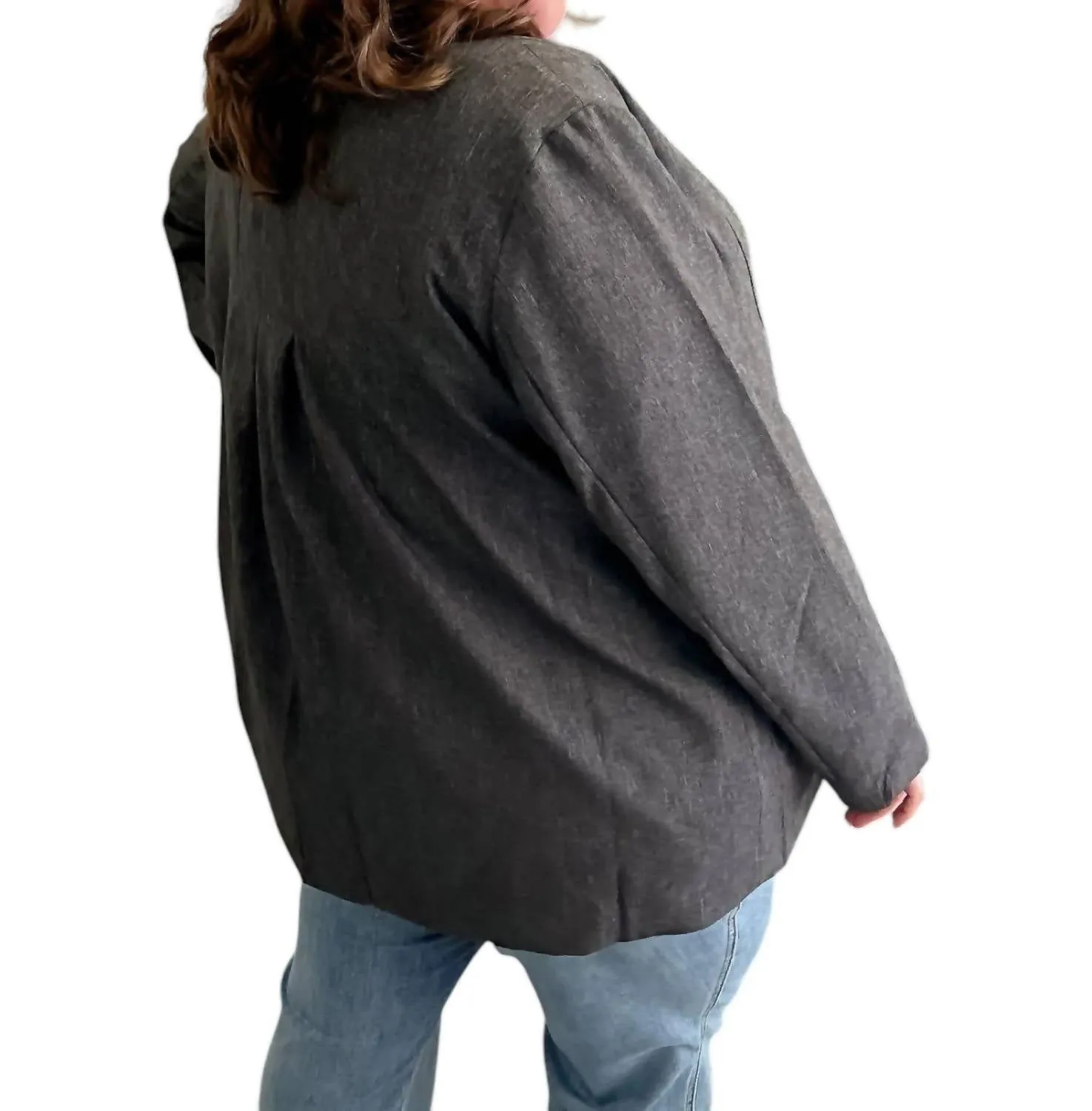 Back Pleat Blazer In Charcoal