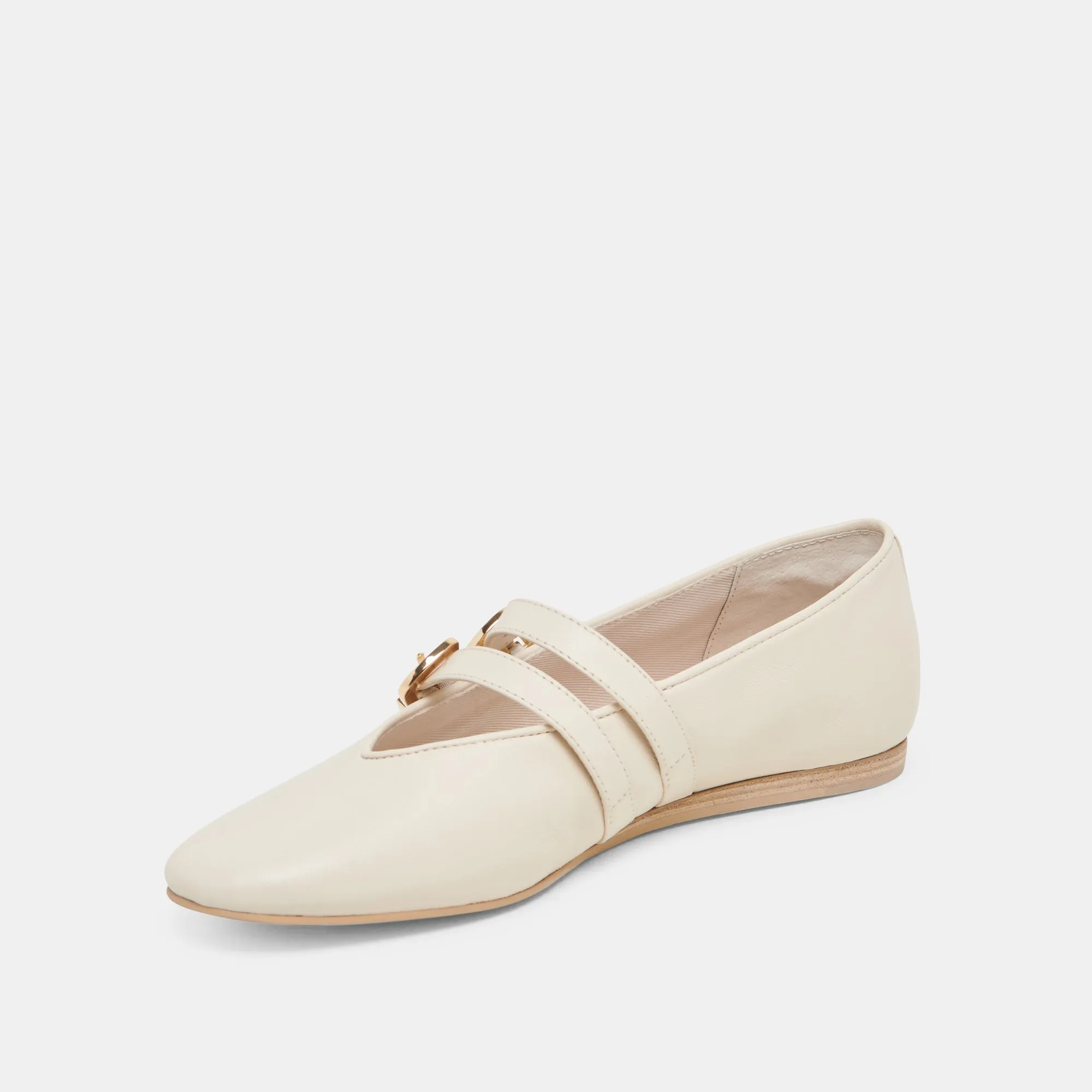 BAYLEE WIDE BALLET FLATS IVORY LEATHER