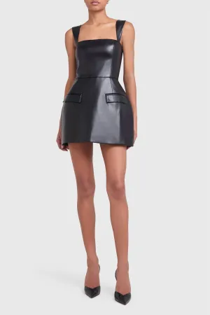 Bethany Skort Romper In Black Leather