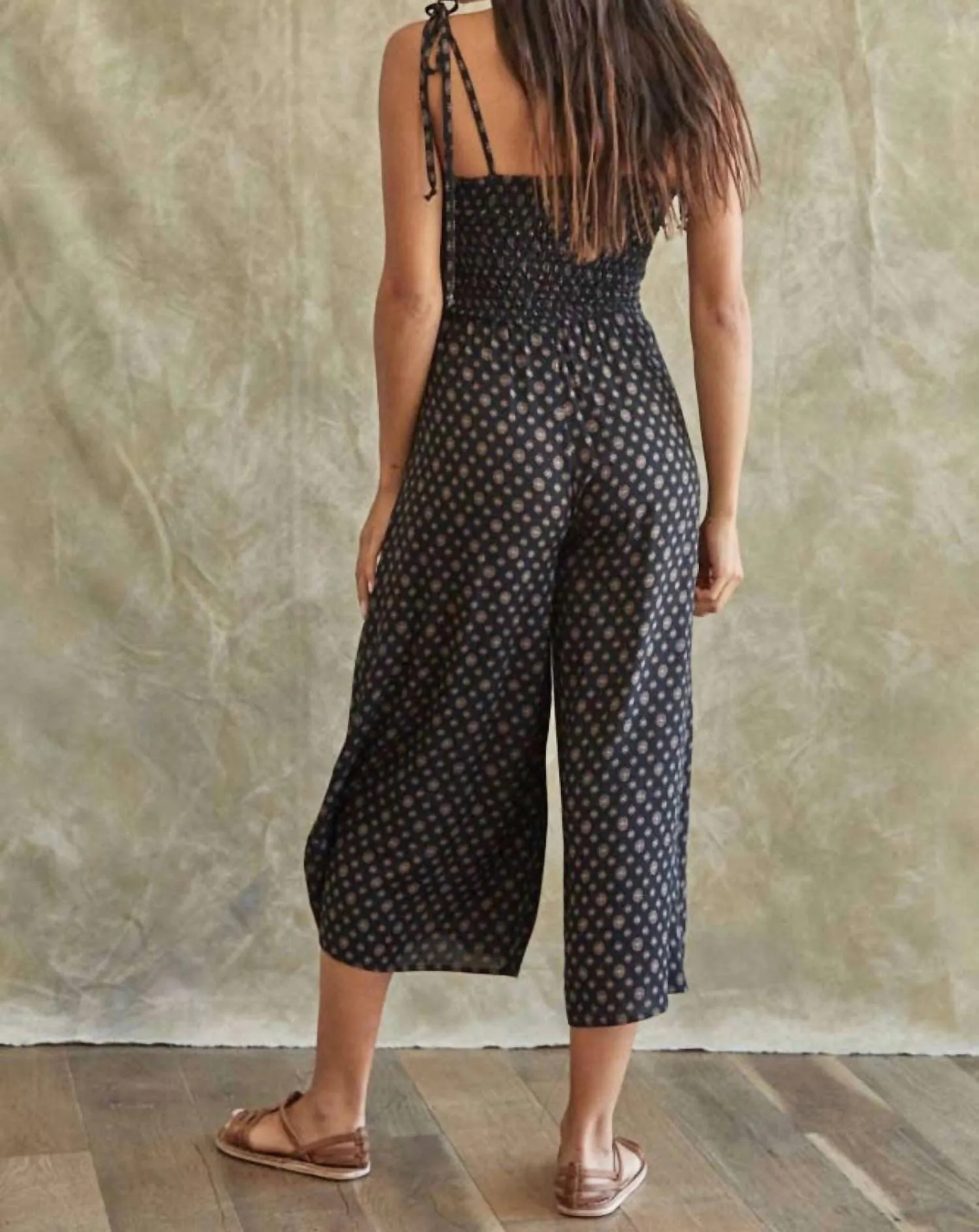 Boho Pattern Jumpsuit In Black