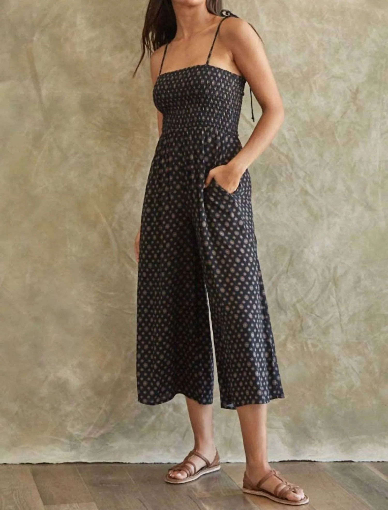 Boho Pattern Jumpsuit In Black