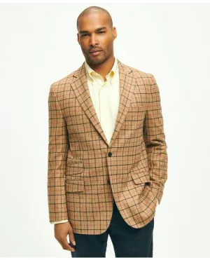 Brooks Brothers Men's Classic Fit Lambswool Twill Checked 1818 Sport Coat Brown Brooks Brothers