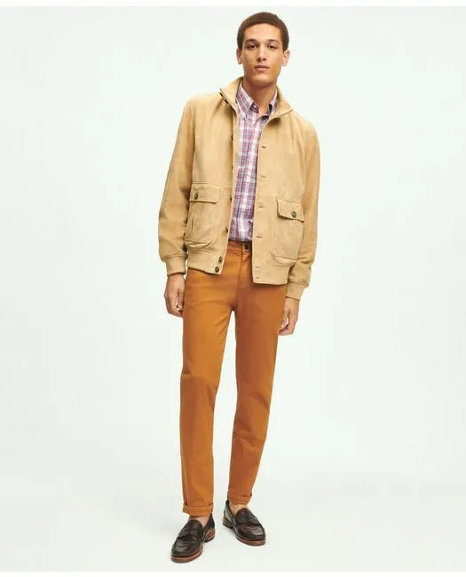 Brooks Brothers Men's Sueded Leather Jacket Beige Brooks Brothers