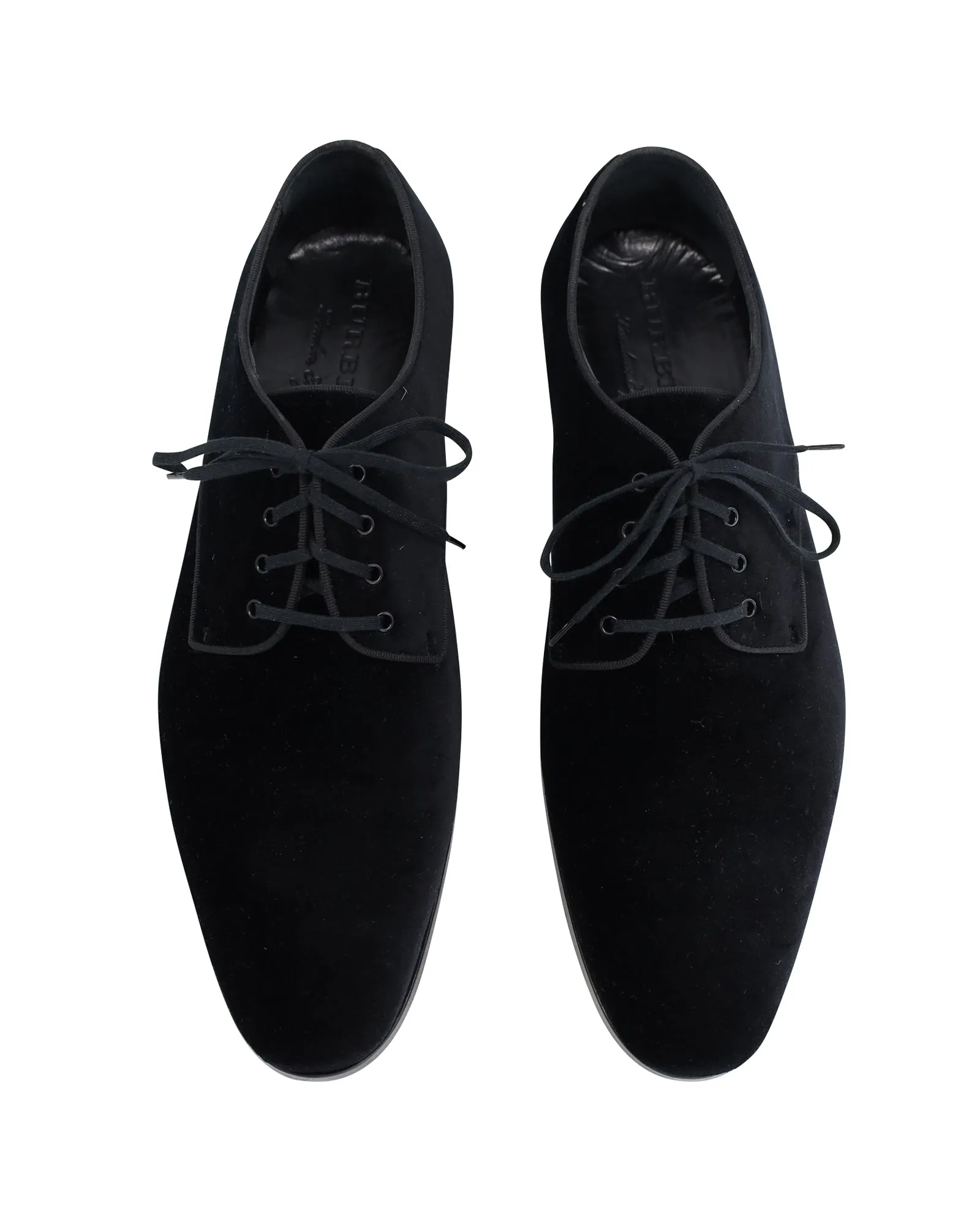 Burberry Lace Up Derby Oxfords in Black Velvet