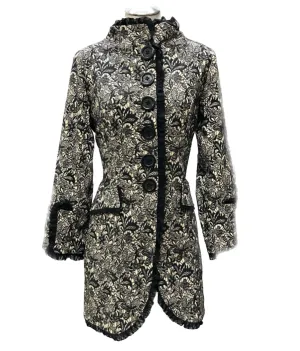 Button Down Coat In Black/white