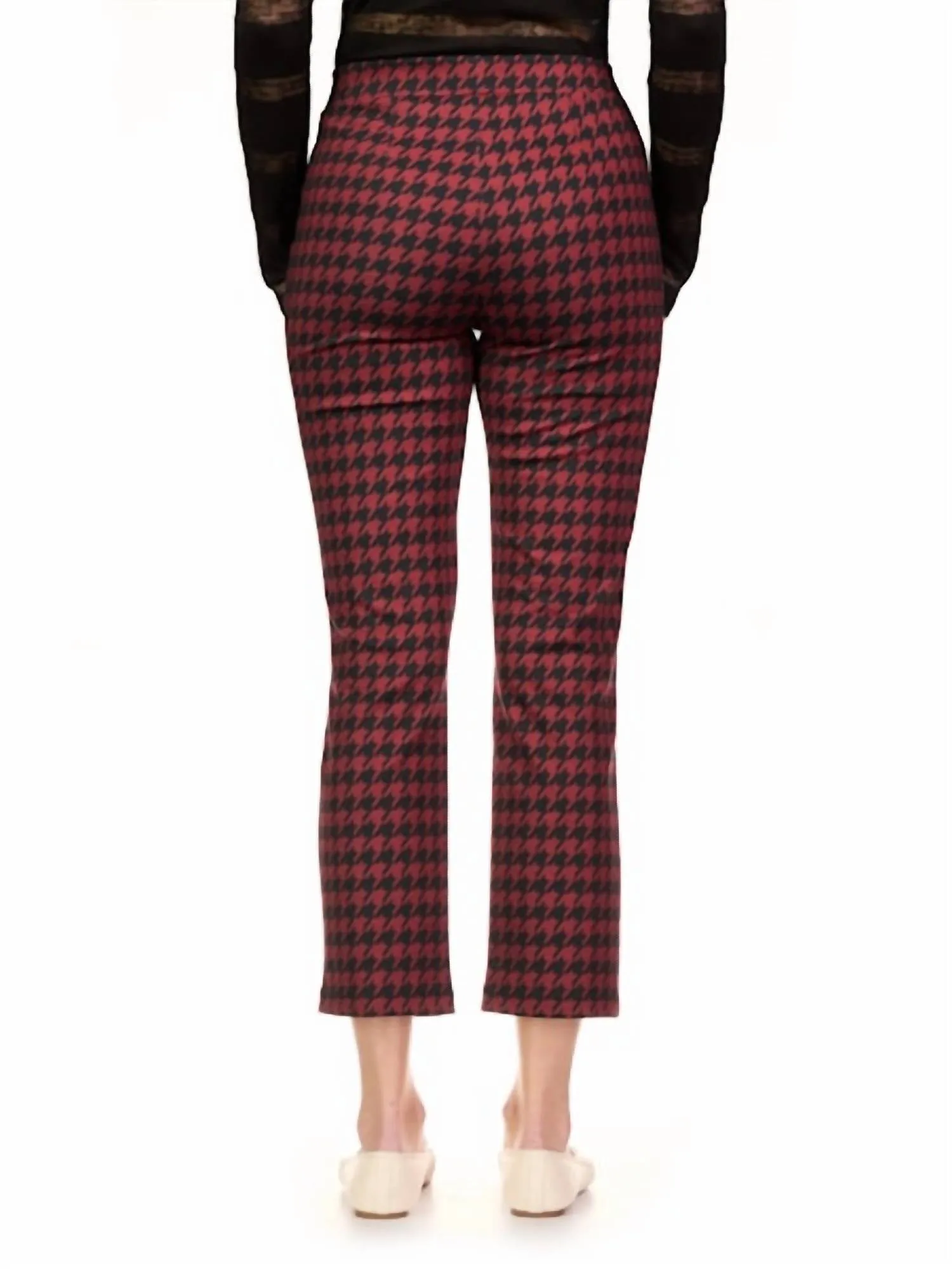 Carnaby Crop Kick Houndstooth Leggings In Black/red