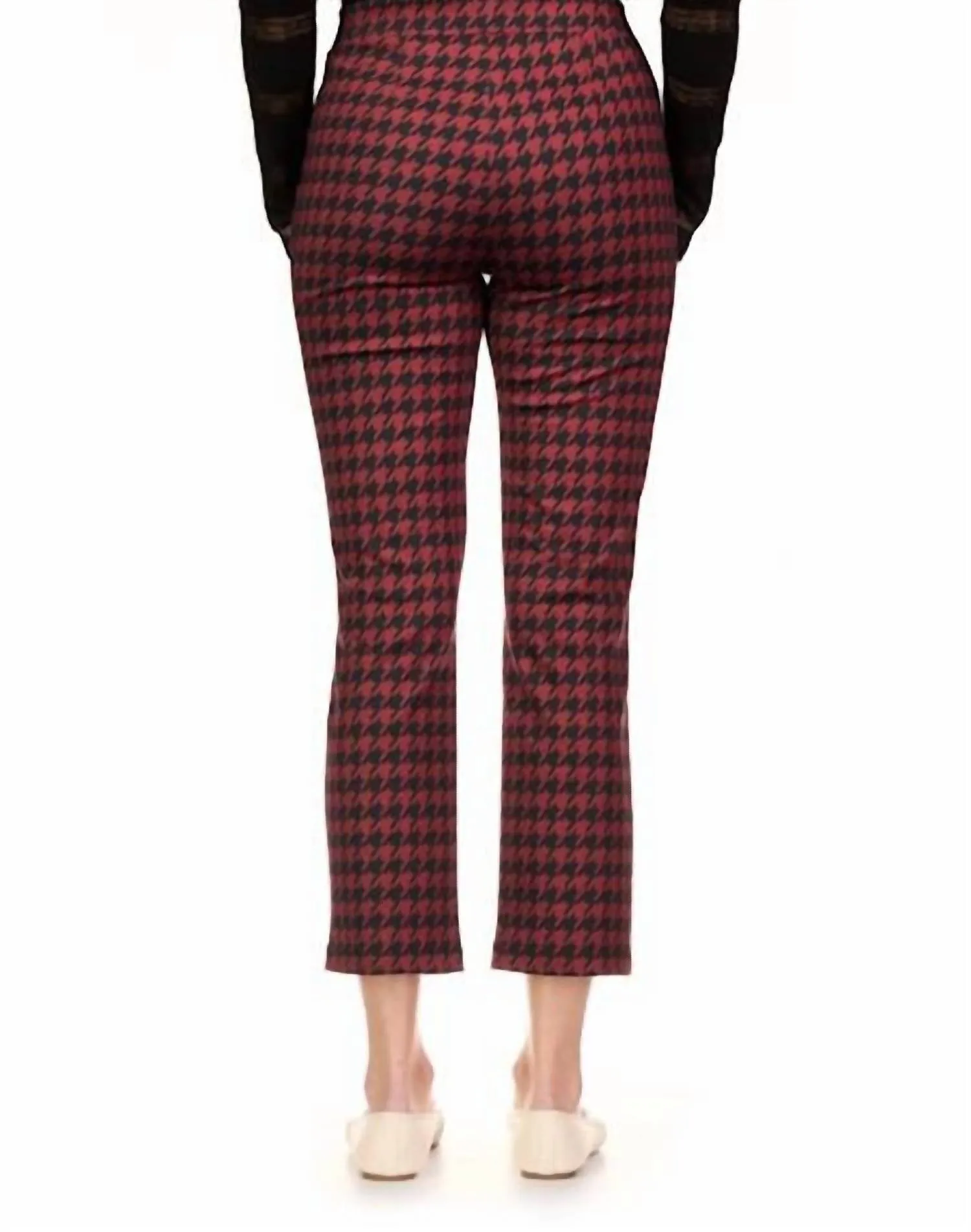 Carnaby Crop Kick Houndstooth Leggings In Black/red