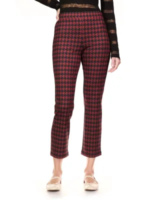 Carnaby Crop Kick Houndstooth Leggings In Black/red