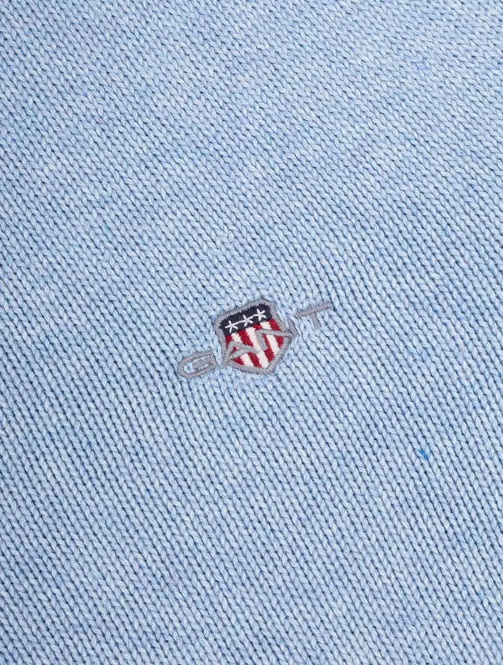 Casual Cotton Half Zip Light Blue Melange