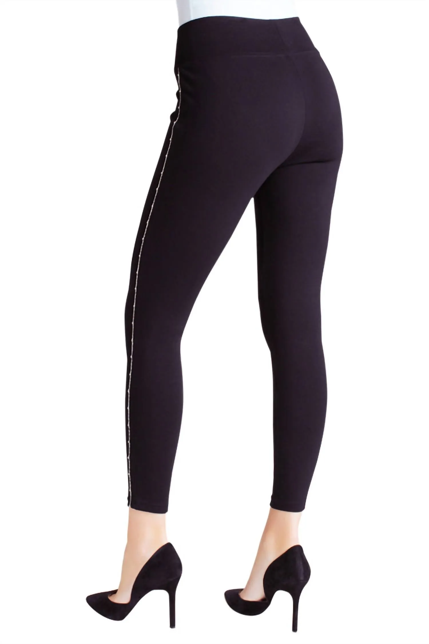 Chain And Bead Leggings In Black/silver
