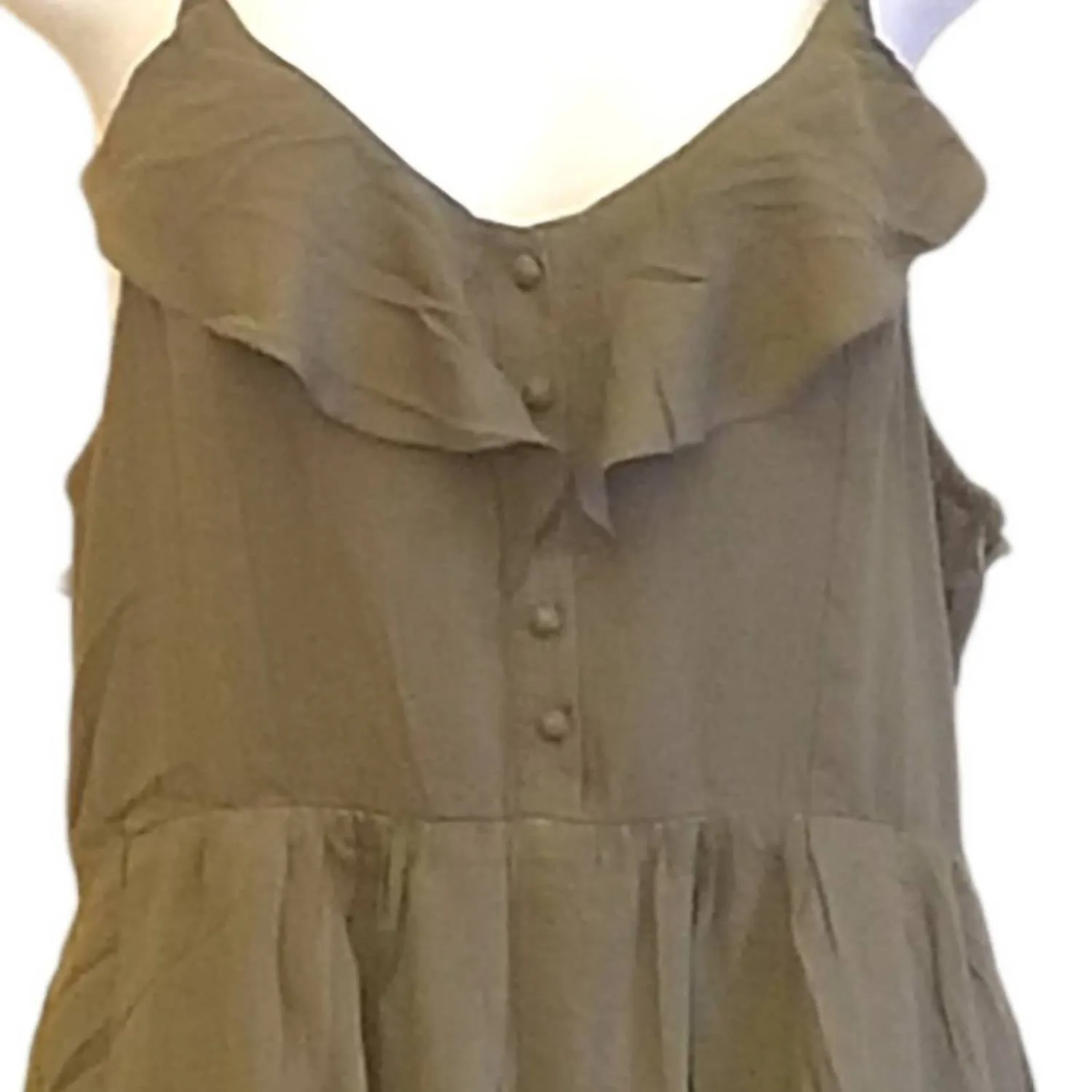 Chic Ruffled Romper In Olive Green