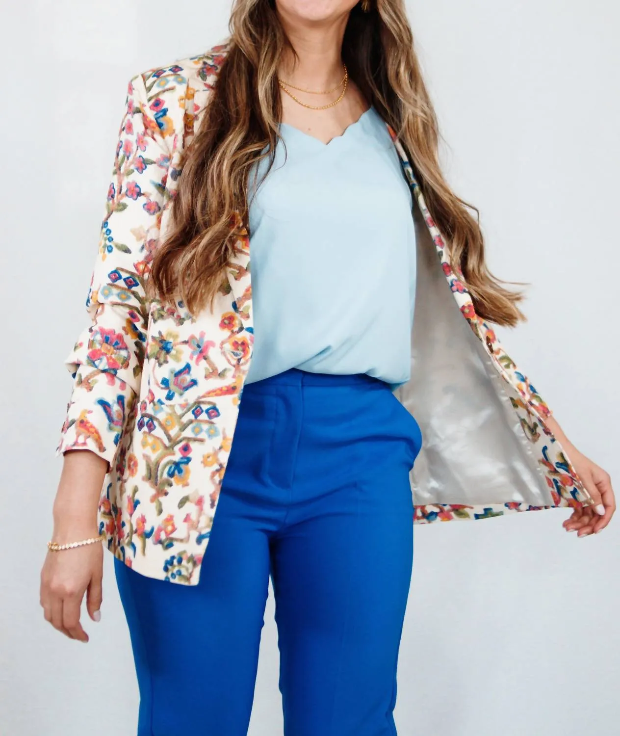Chloe Blazer In Cream Multi
