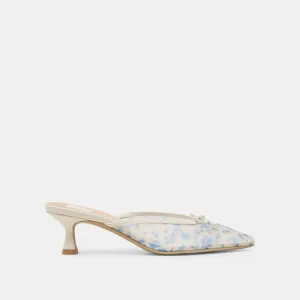 CLEO HEELS BLUE FLORAL MESH