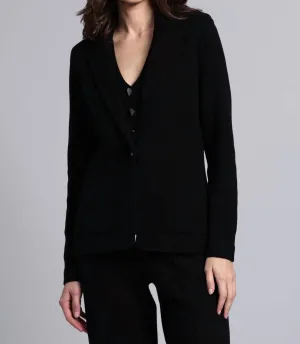 Cotton Blend Fitted Blazer In Black