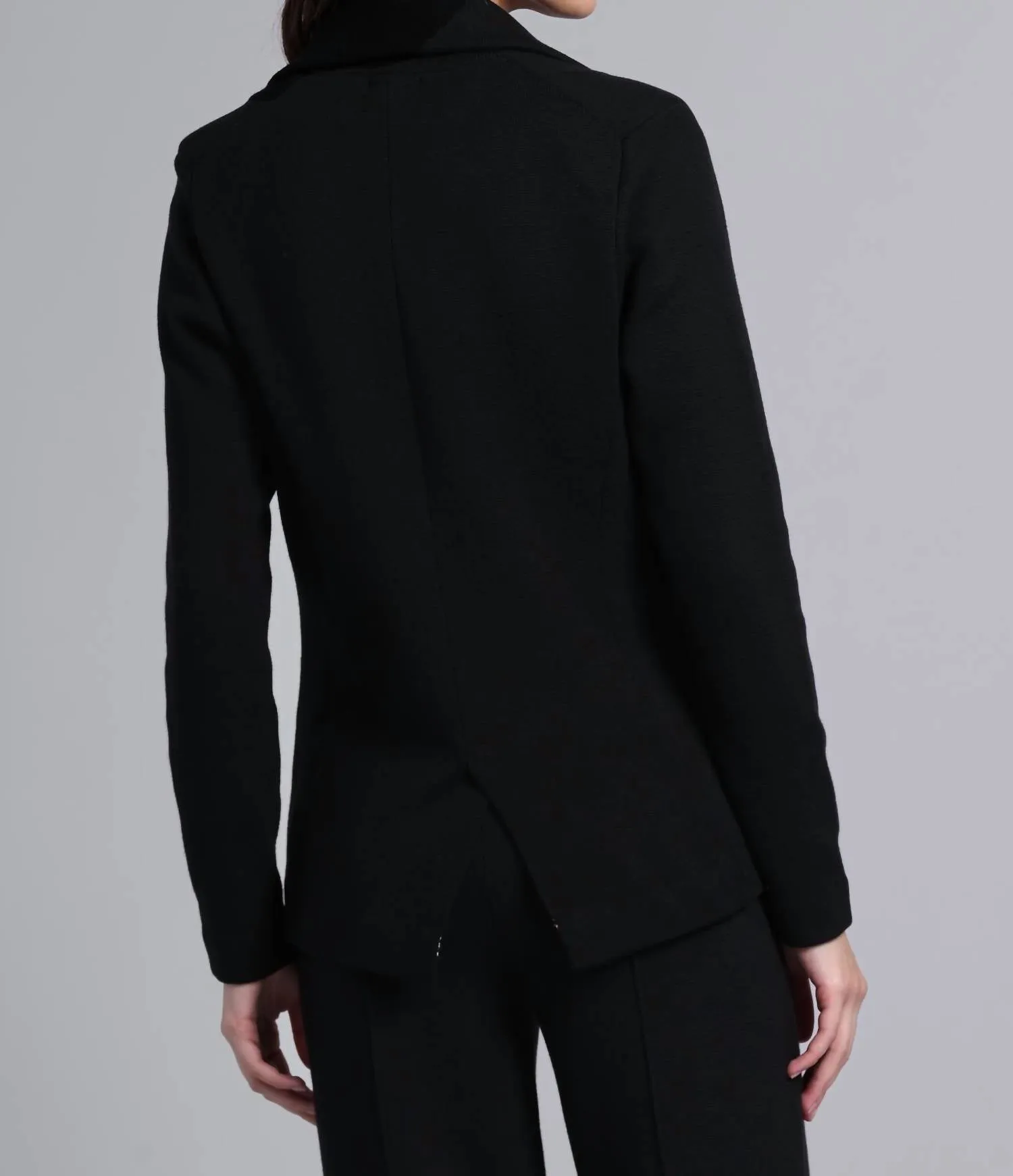 Cotton Blend Fitted Blazer In Black