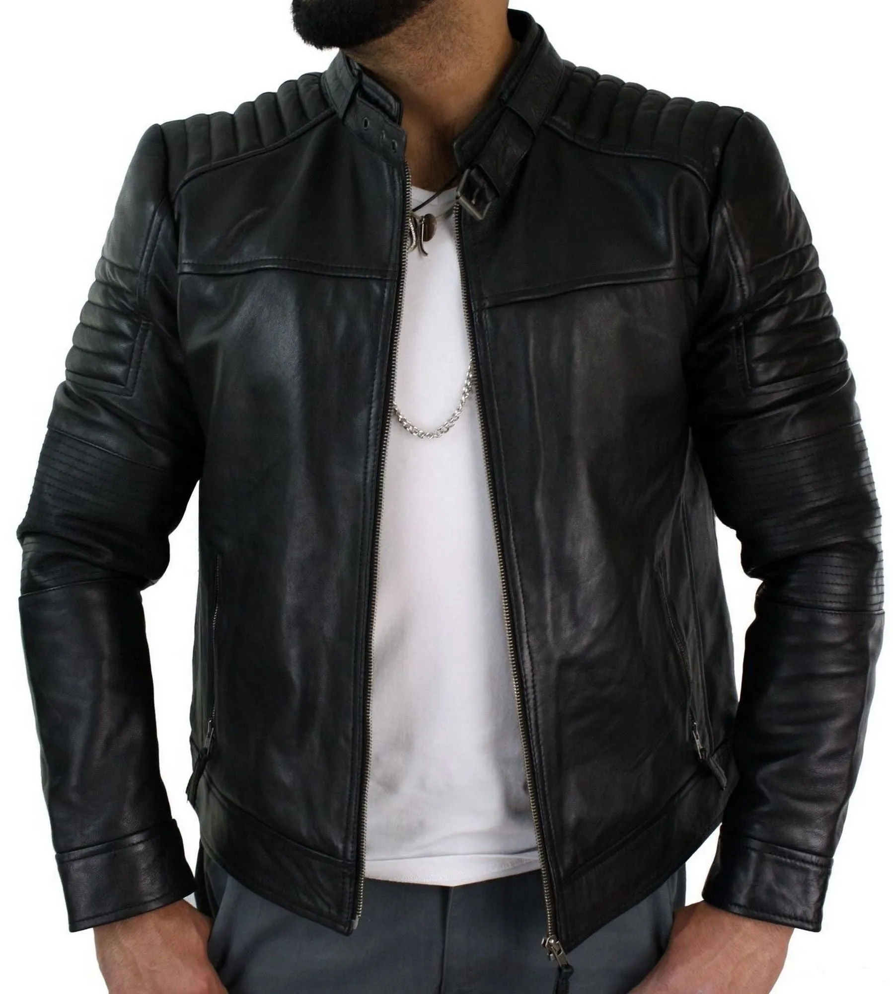 Cross Zip Biker Racer Jacket