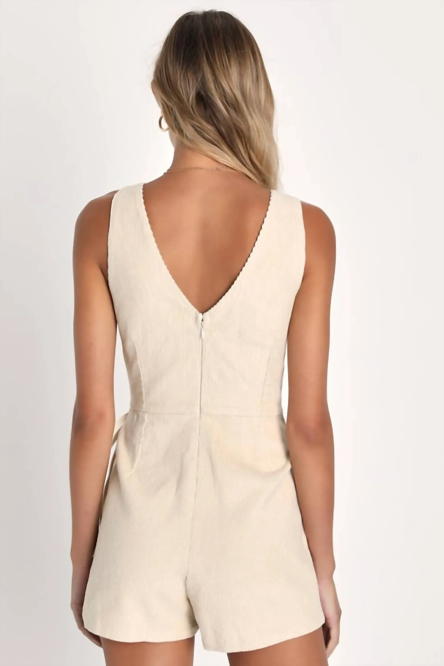 Cuteness Corduroy Romper In Bone