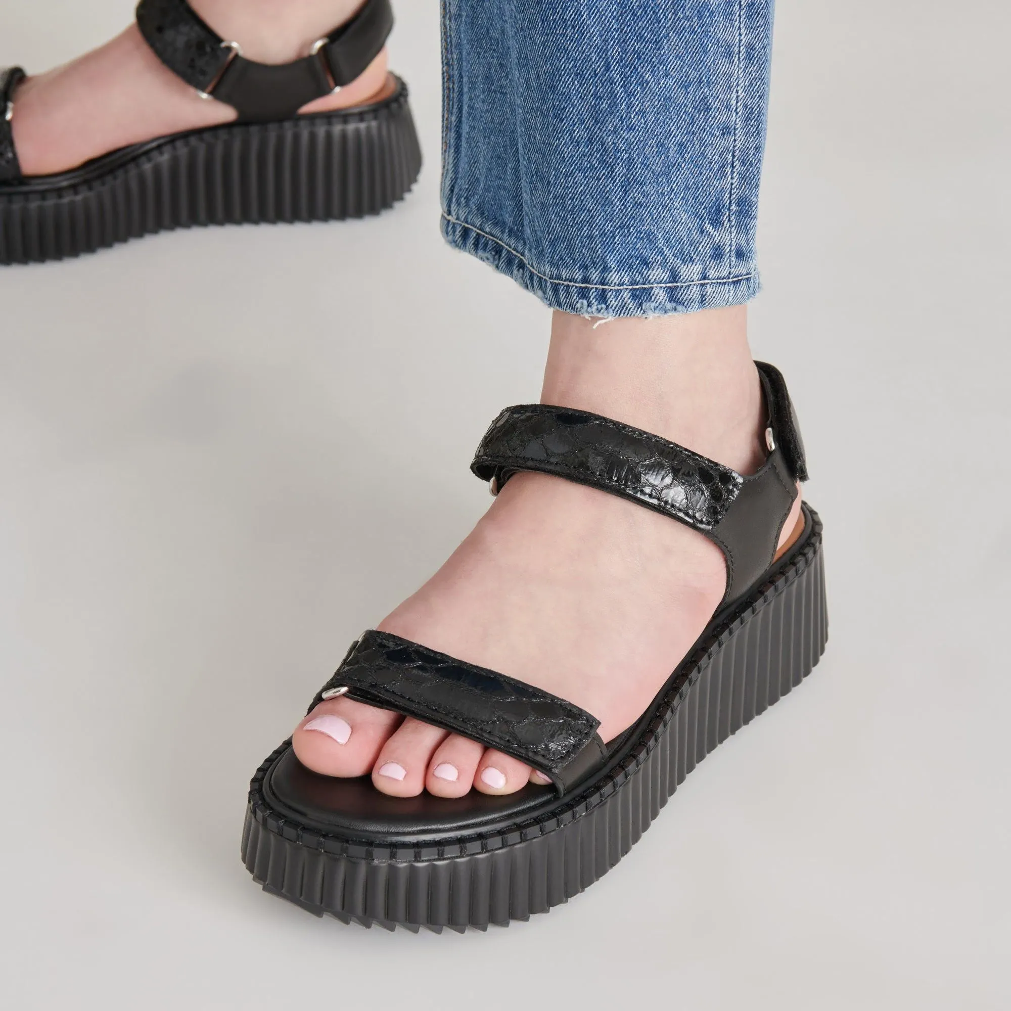 Debra Sandals Midnight Embossed Leather