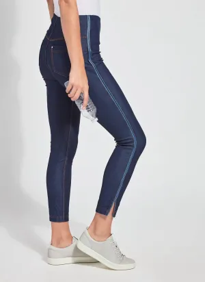 Denim Legging With Stripe In Indigo