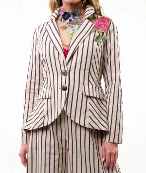 Derby Princess Stripe Blazer In Cream