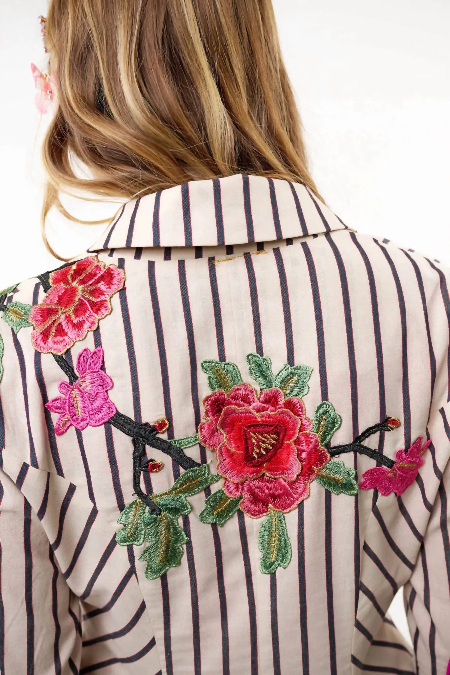 Derby Princess Stripe Blazer In Cream