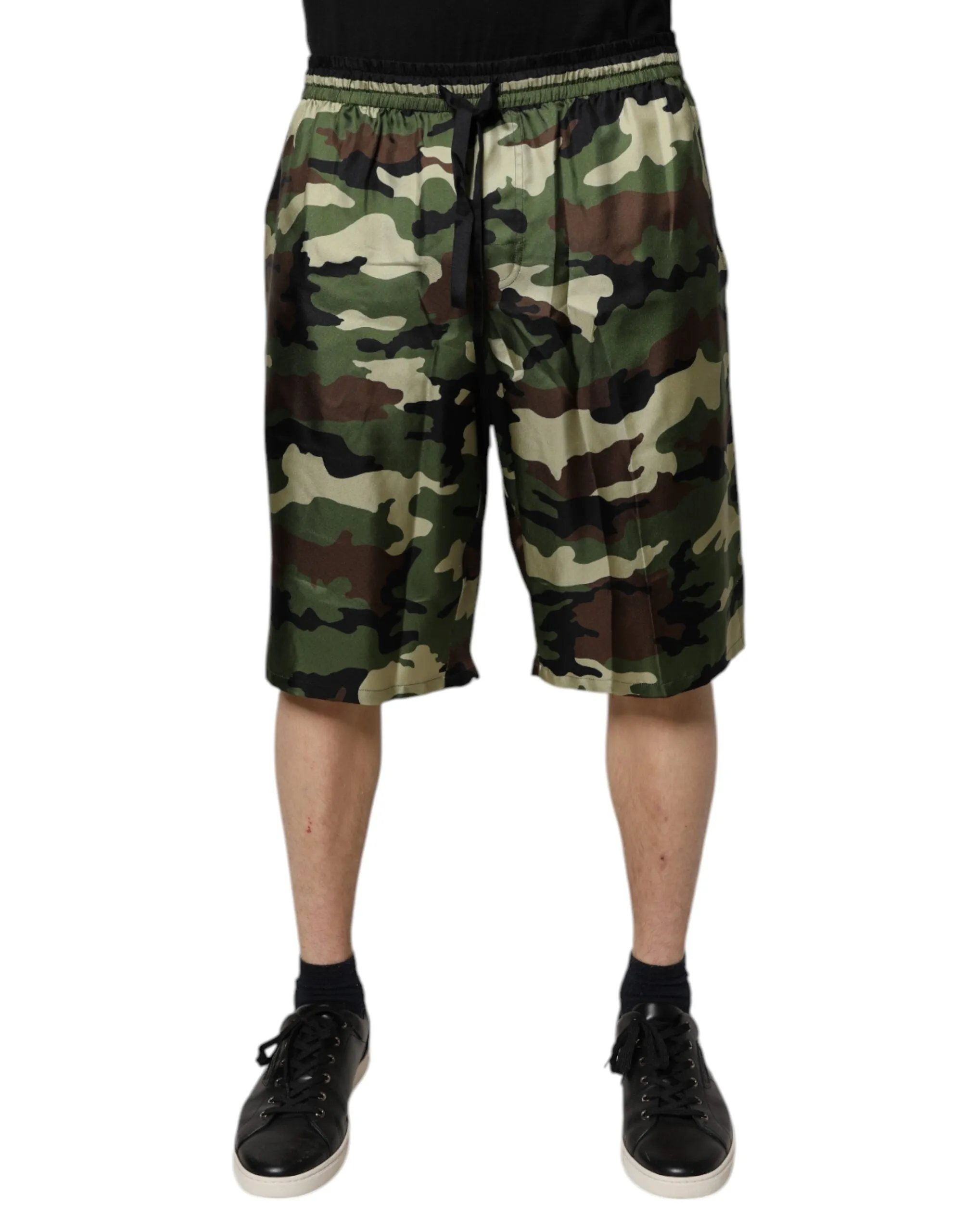 Dolce & Gabbana multi Camouflage Silk Mid Waist Bermuda Men's Shorts (Pre-Owned)