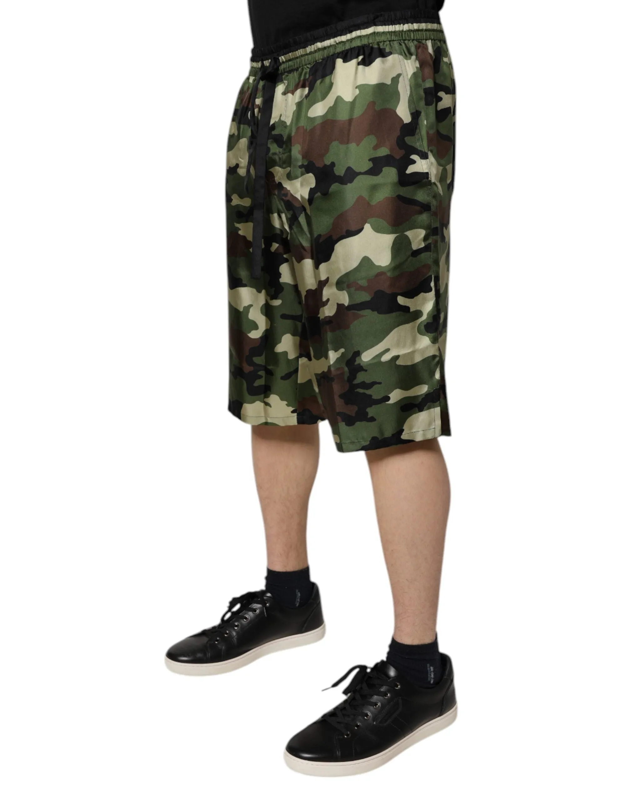 Dolce & Gabbana multi Camouflage Silk Mid Waist Bermuda Men's Shorts (Pre-Owned)