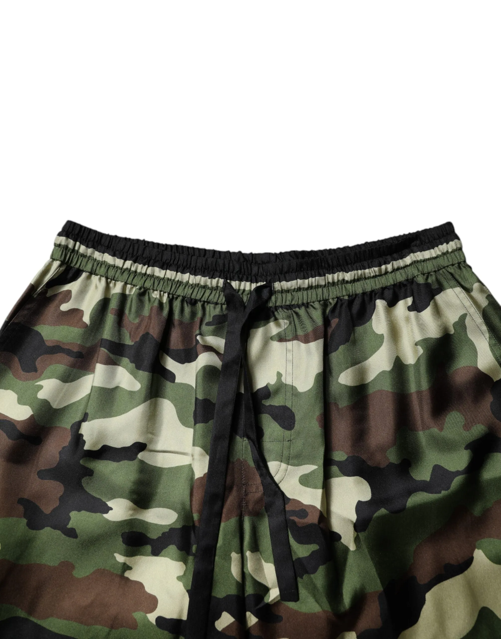 Dolce & Gabbana multi Camouflage Silk Mid Waist Bermuda Men's Shorts (Pre-Owned)