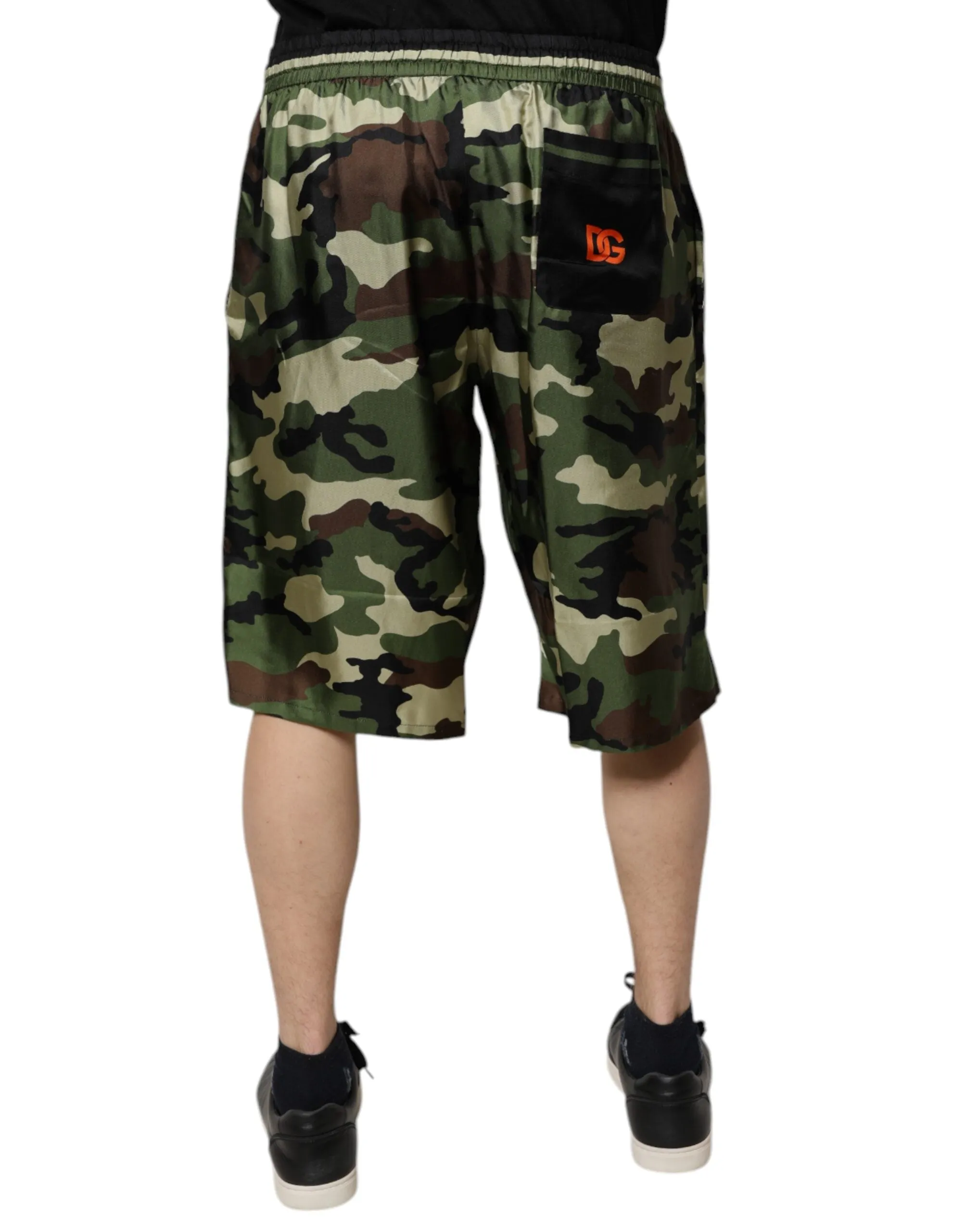 Dolce & Gabbana multi Camouflage Silk Mid Waist Bermuda Men's Shorts (Pre-Owned)