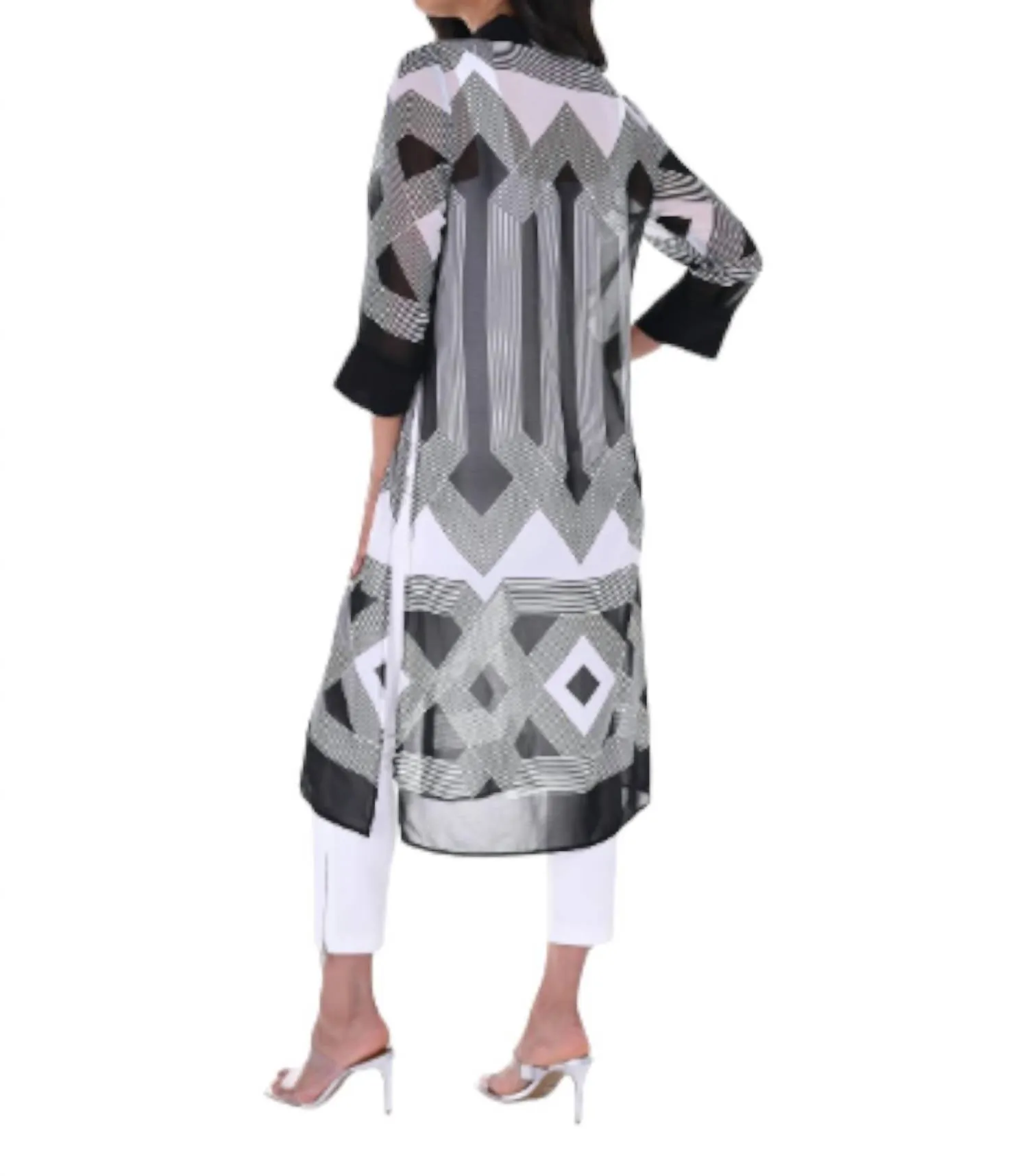 Duster Jacket In Black/off White