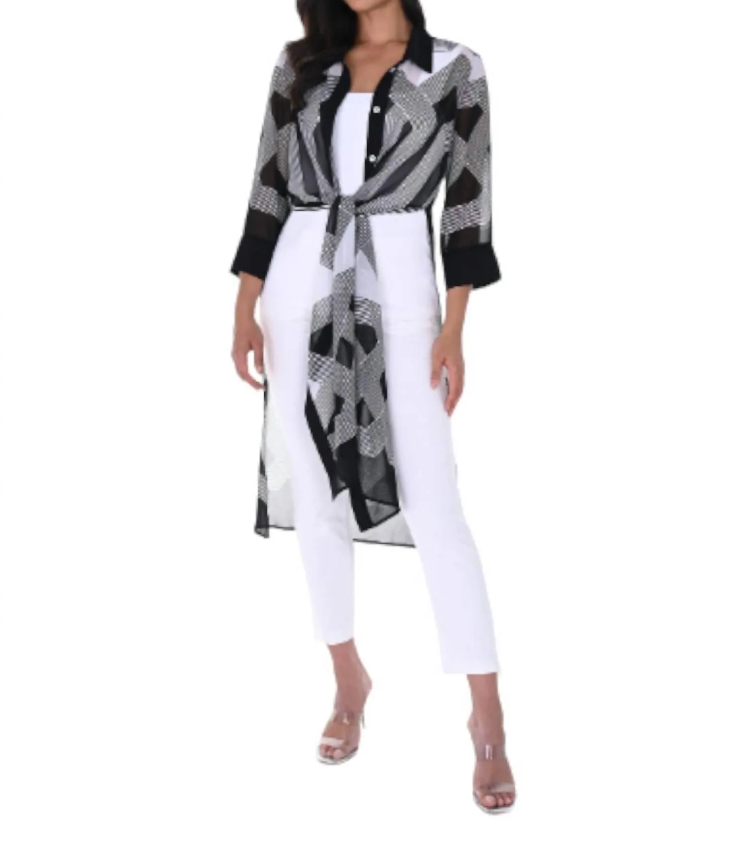 Duster Jacket In Black/off White