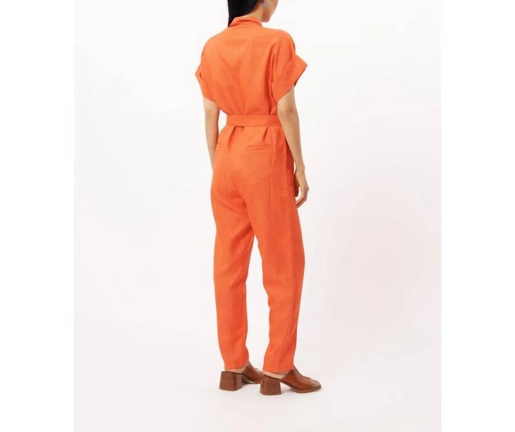 Elfie Woven Jumpsuit In Orange