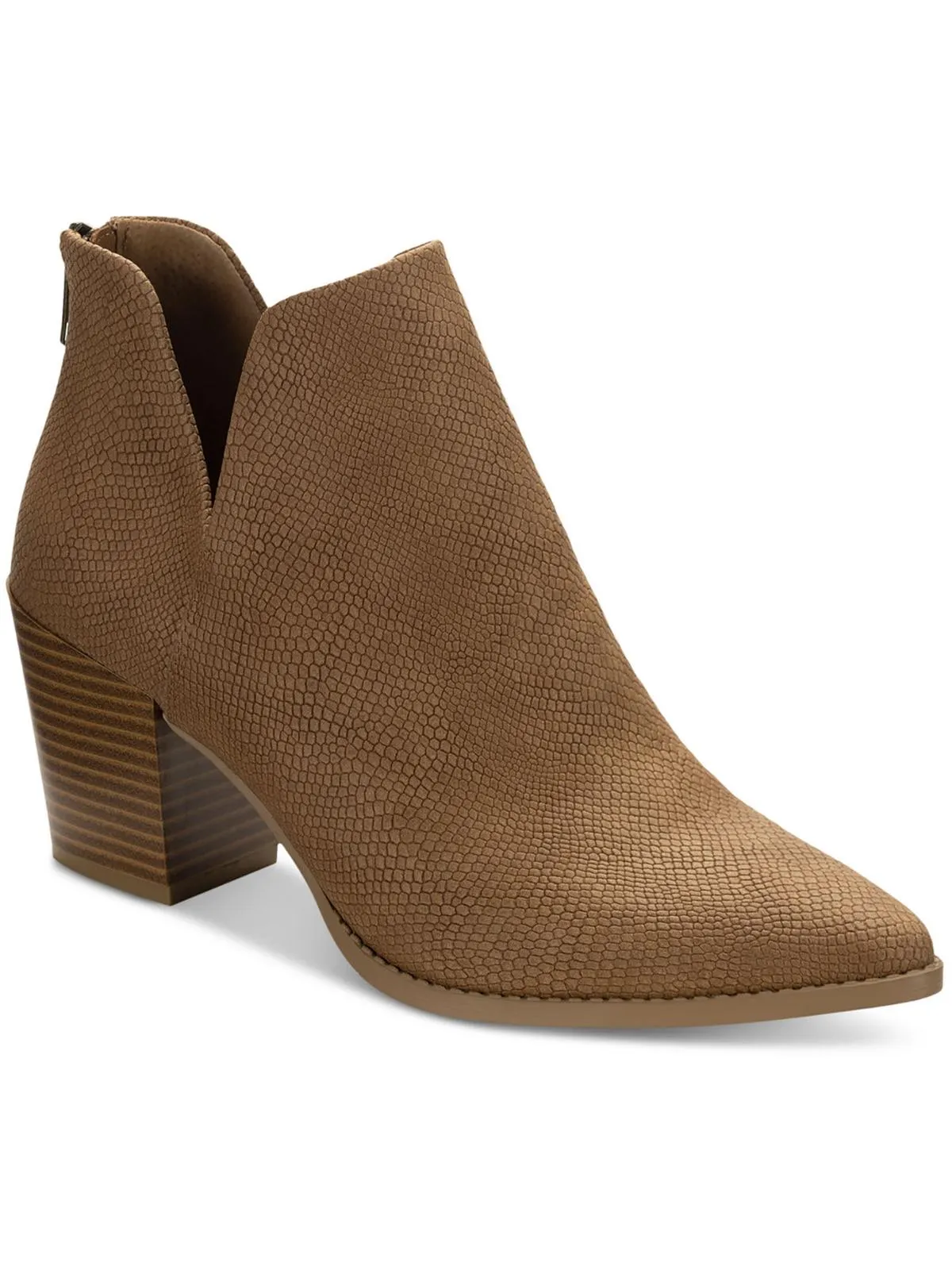 Eliza Womens Faux Leather Almond Toe Ankle Boots