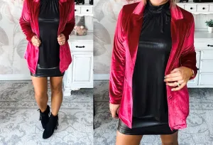 Everything We Knew Velvet Blazer In Red Wine