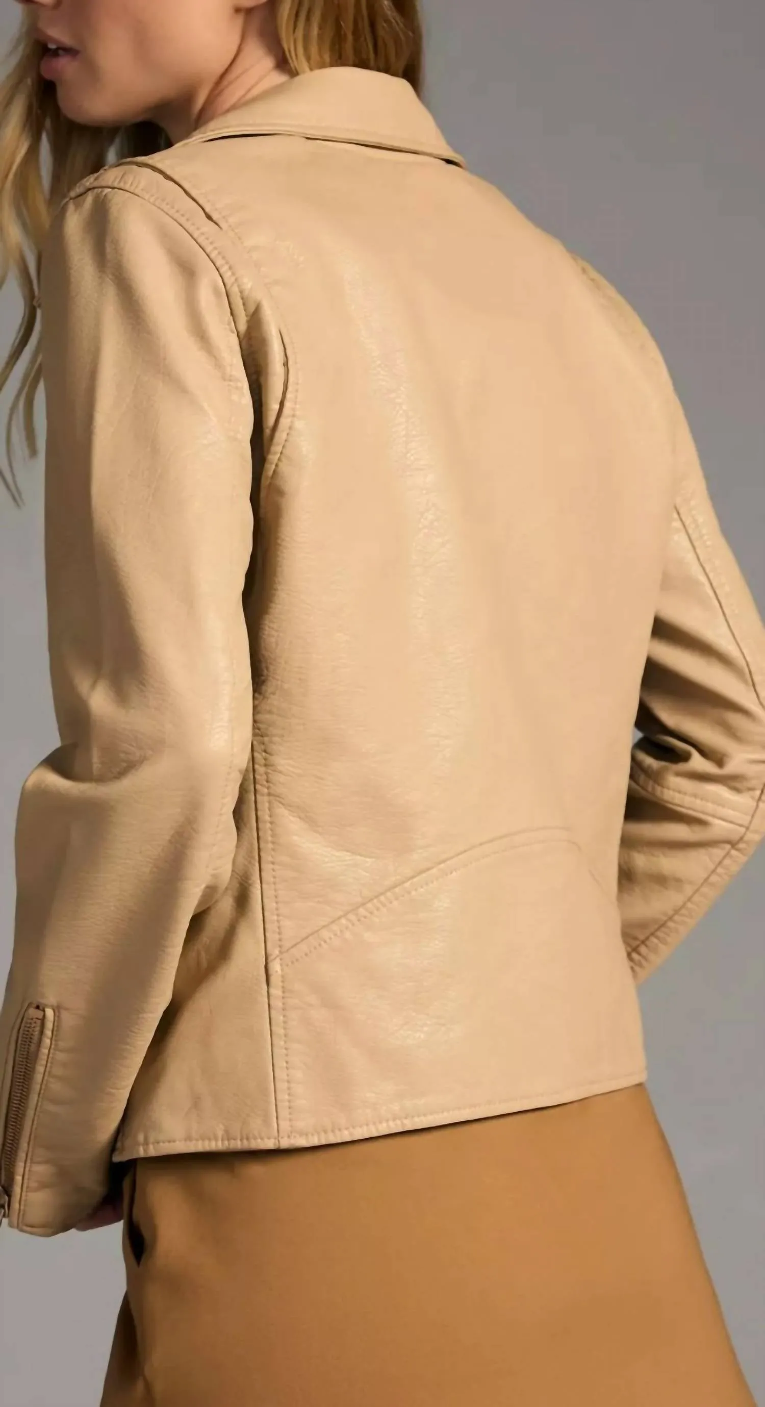 Faux Leather Moto In Natural Light