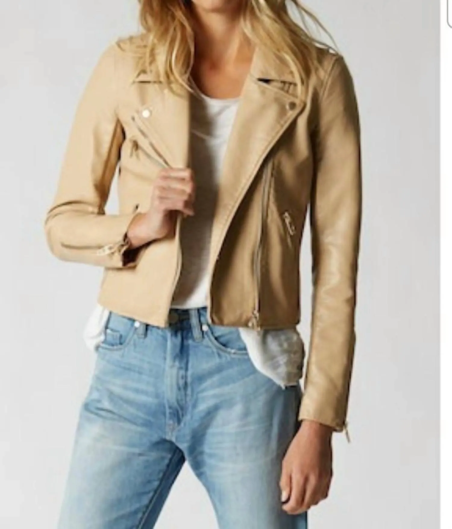 Faux Leather Moto In Natural Light